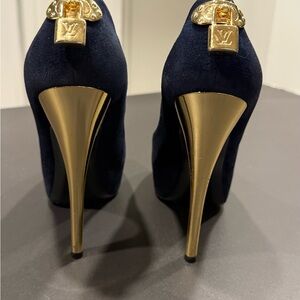 Louis Vuitton Navy and Gold Stiletto Heels